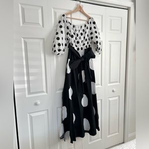 Polka-Dot Off-The-Shoulder Maxi Dress